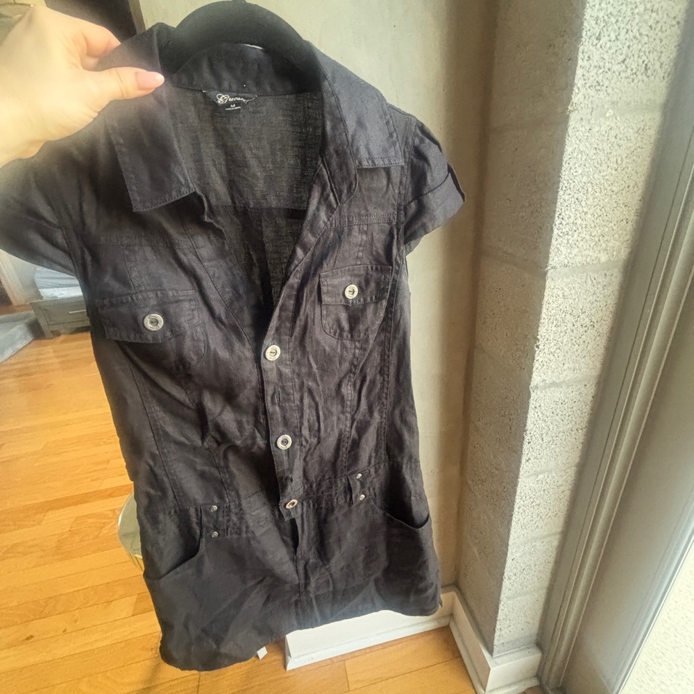 Guess Black Short-Sleeve Shirt Dress